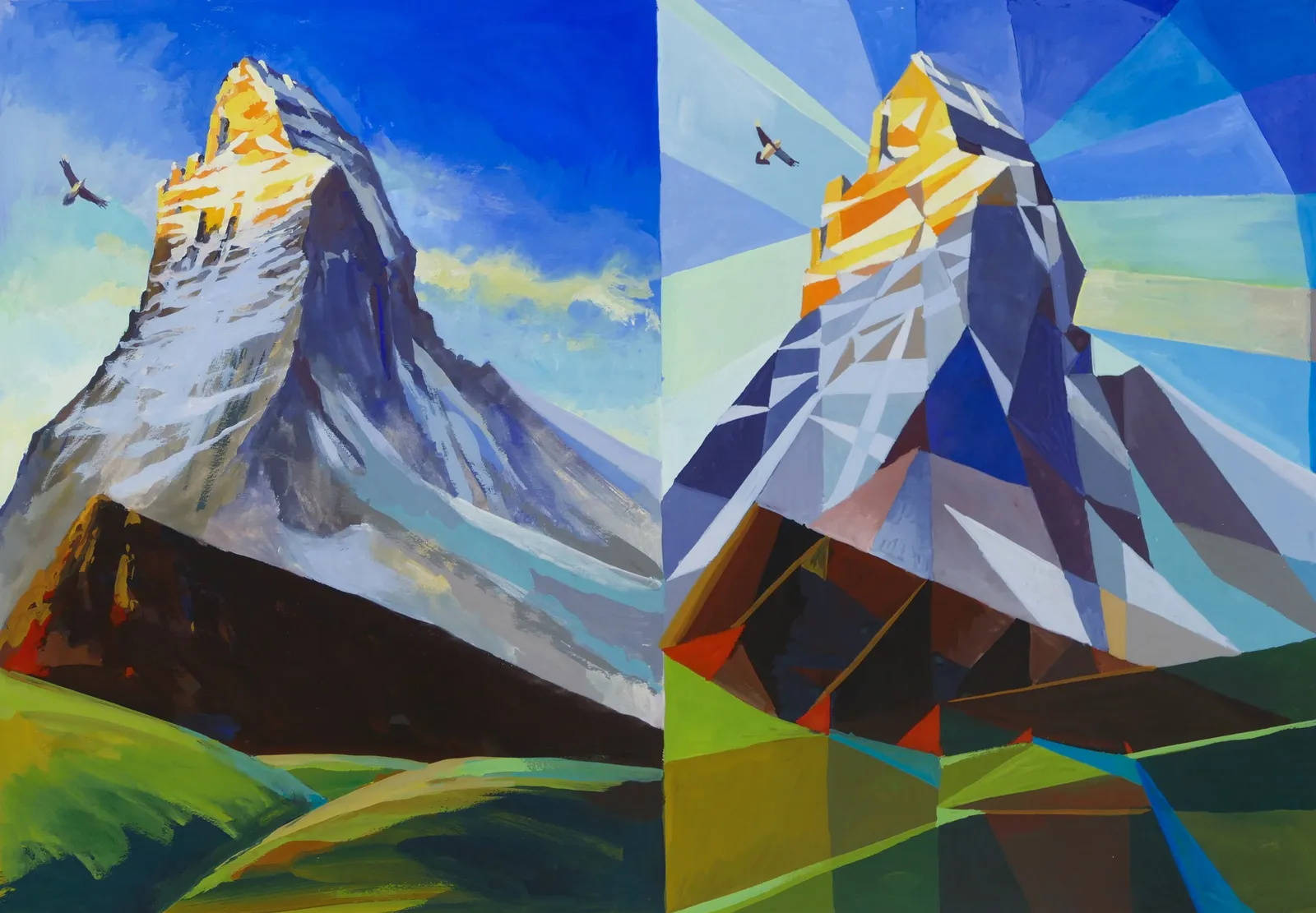 Matterhorn in gouache — Jos Antens, gouache