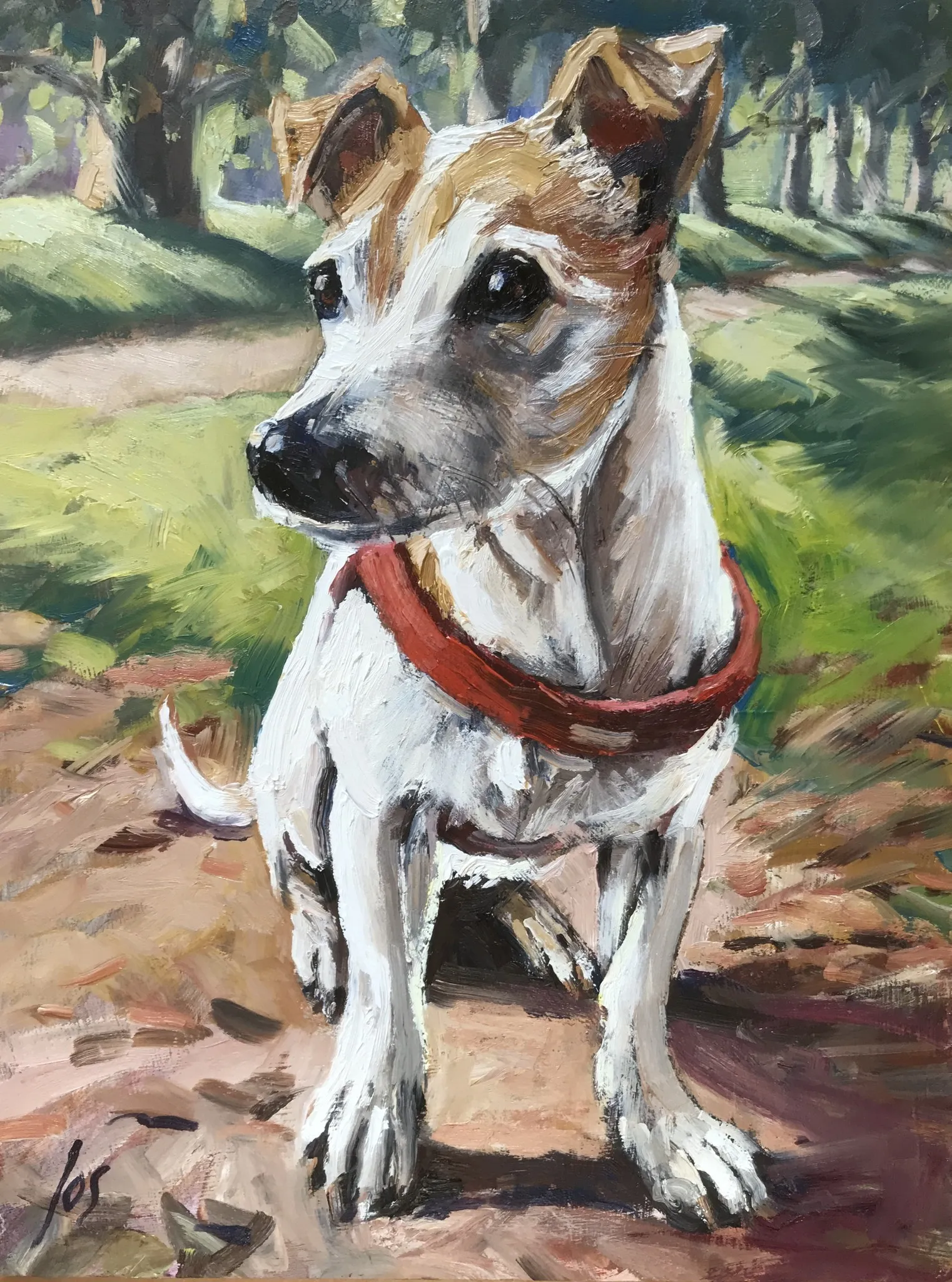 hond in opdracht — Jos Antens, olieverf op paneel