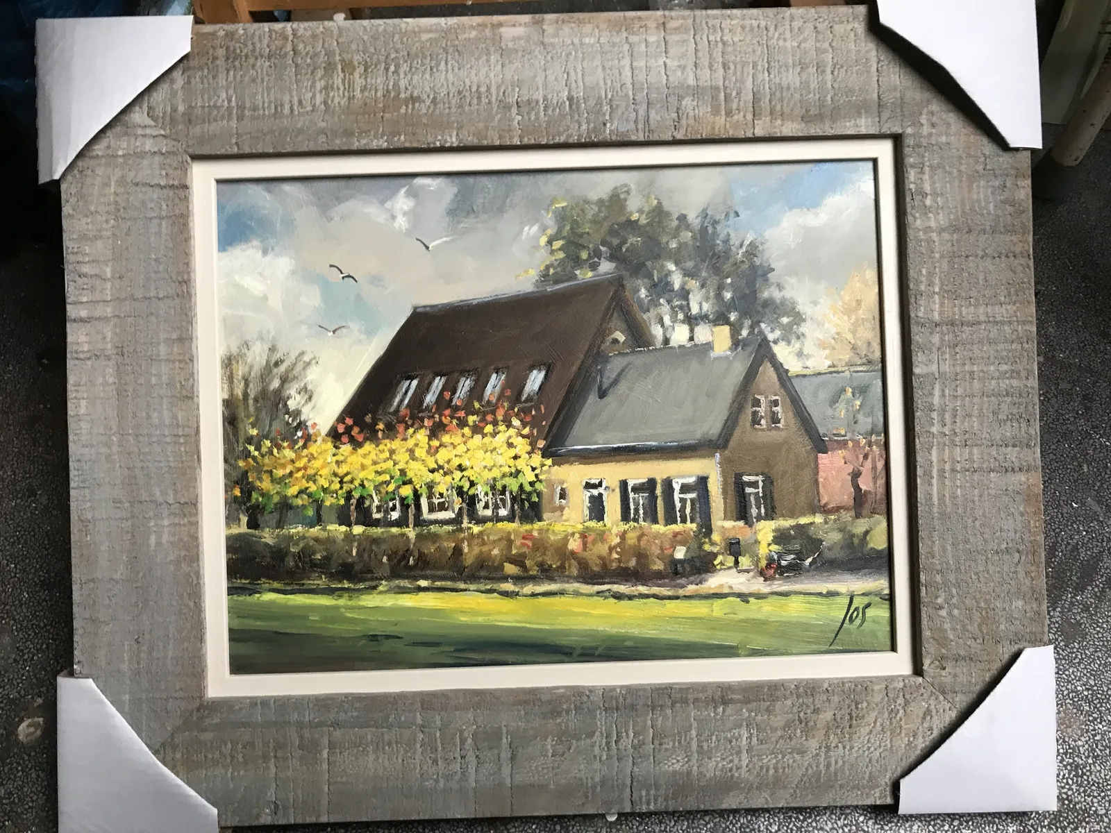 Boerderij in Kruisland — Jos Antens, olieverf op paneel