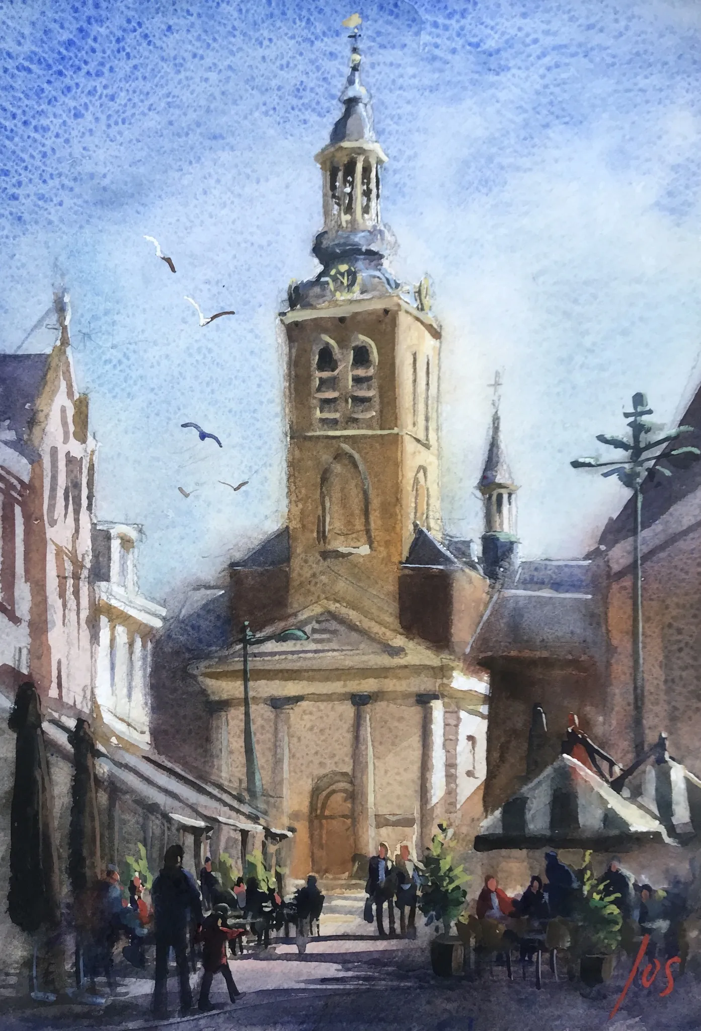 St. Jan Roosendaal — Jos Antens, aquarel