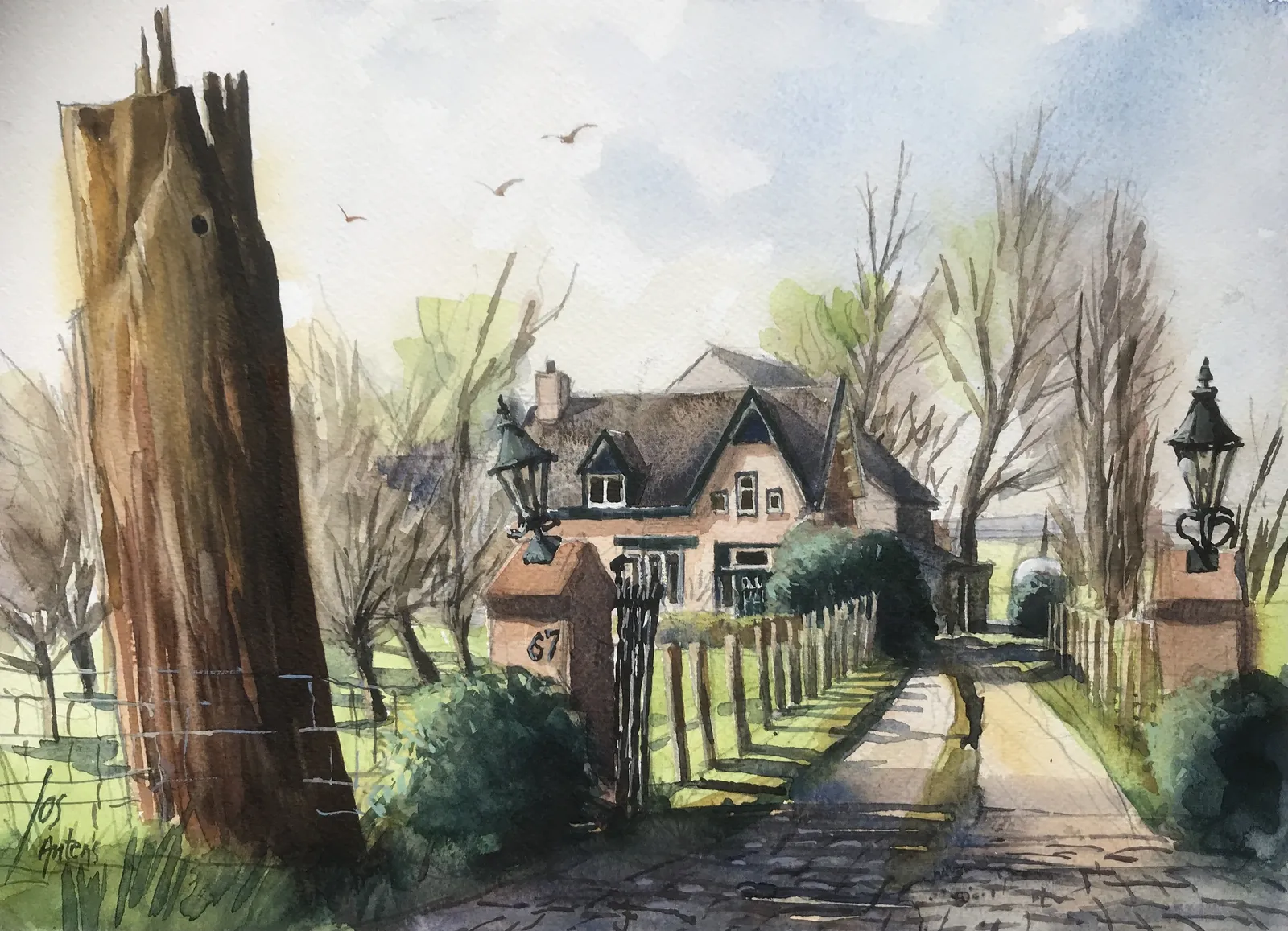 Standdaarbuiten — Jos Antens, aquarel
