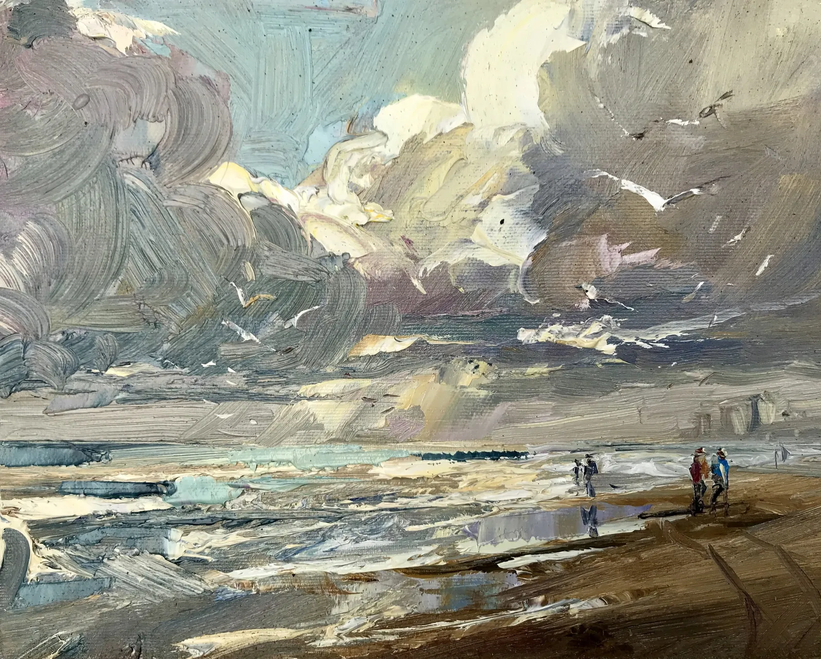 Katwijk aan zee — Jos Antens, olieverf op paneel