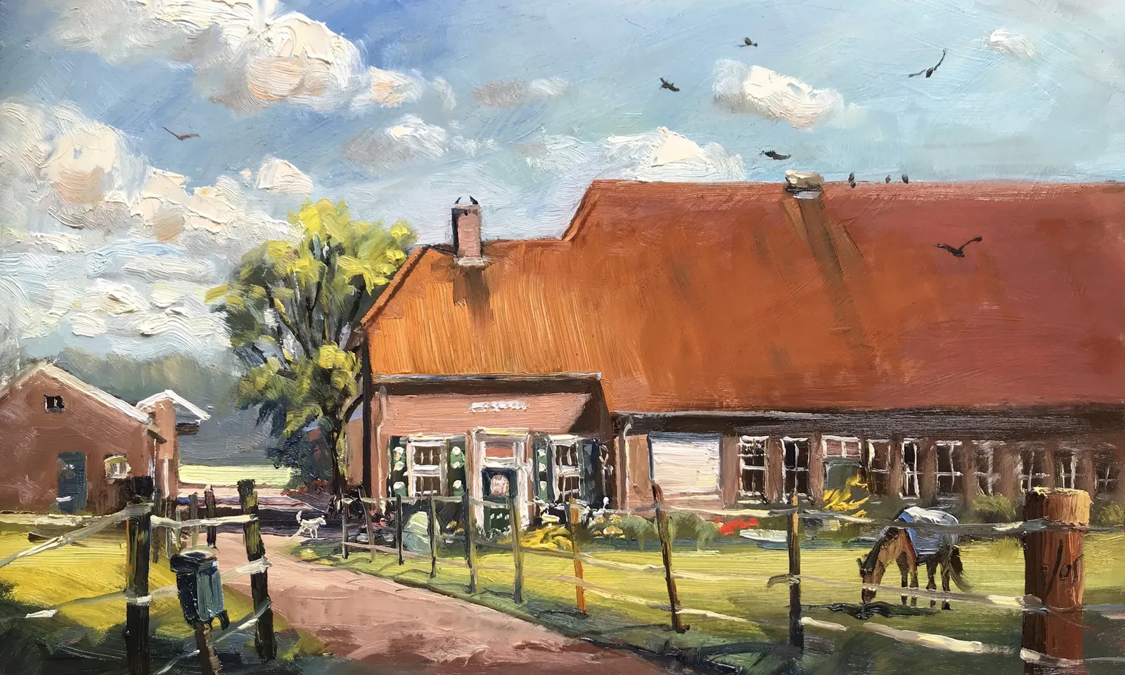 Heijbeeksestraat Nispen — Jos Antens, olieverf op paneel