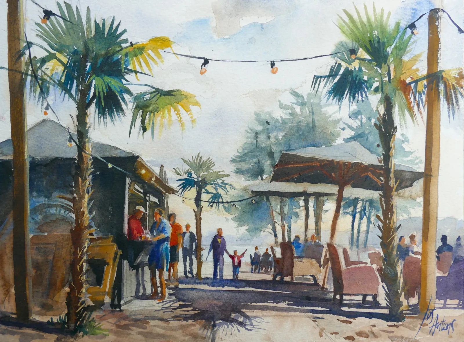 Zilvermeer sunparks Mol — Jos Antens, aquarel