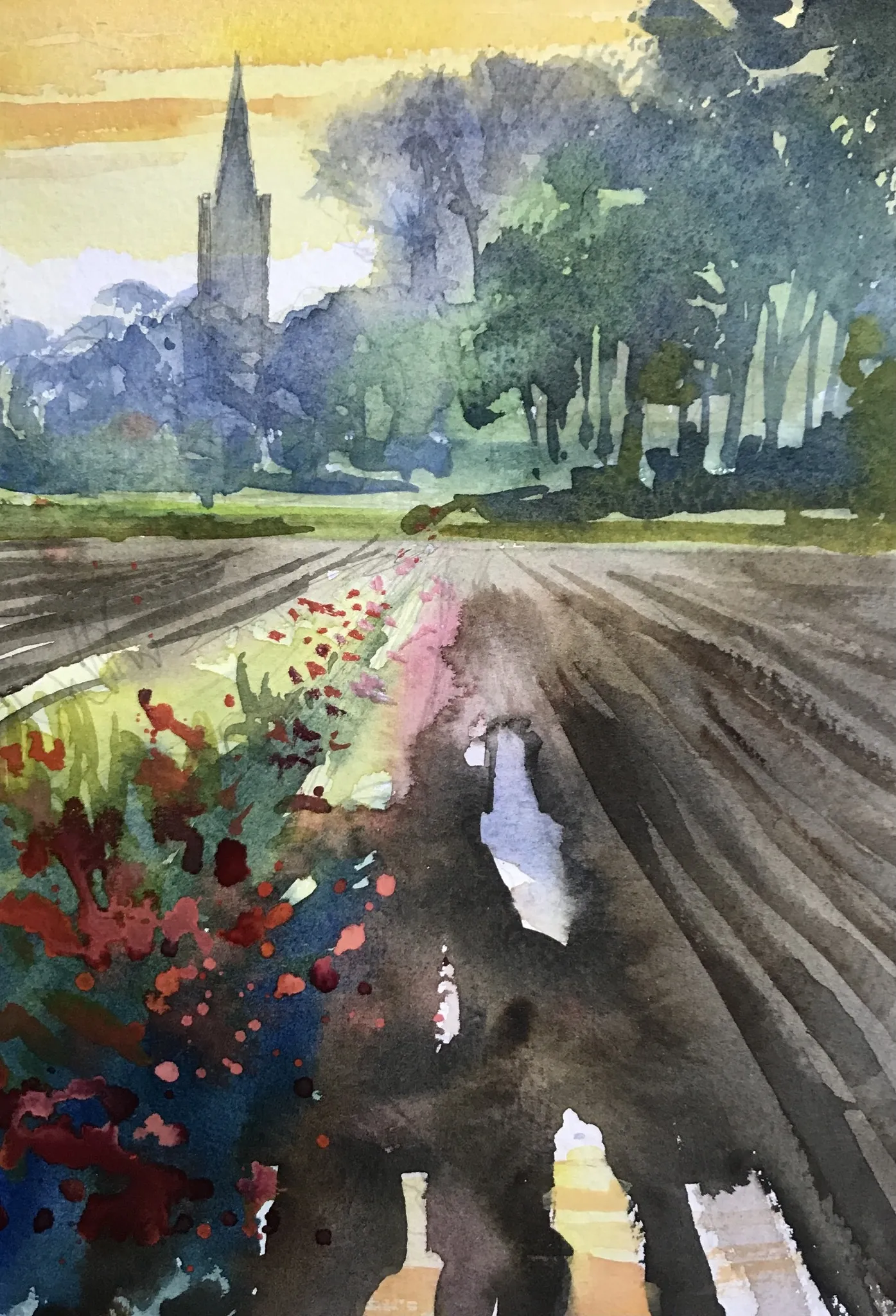 aquarel van schets Nispen — Jos Antens, aquarel