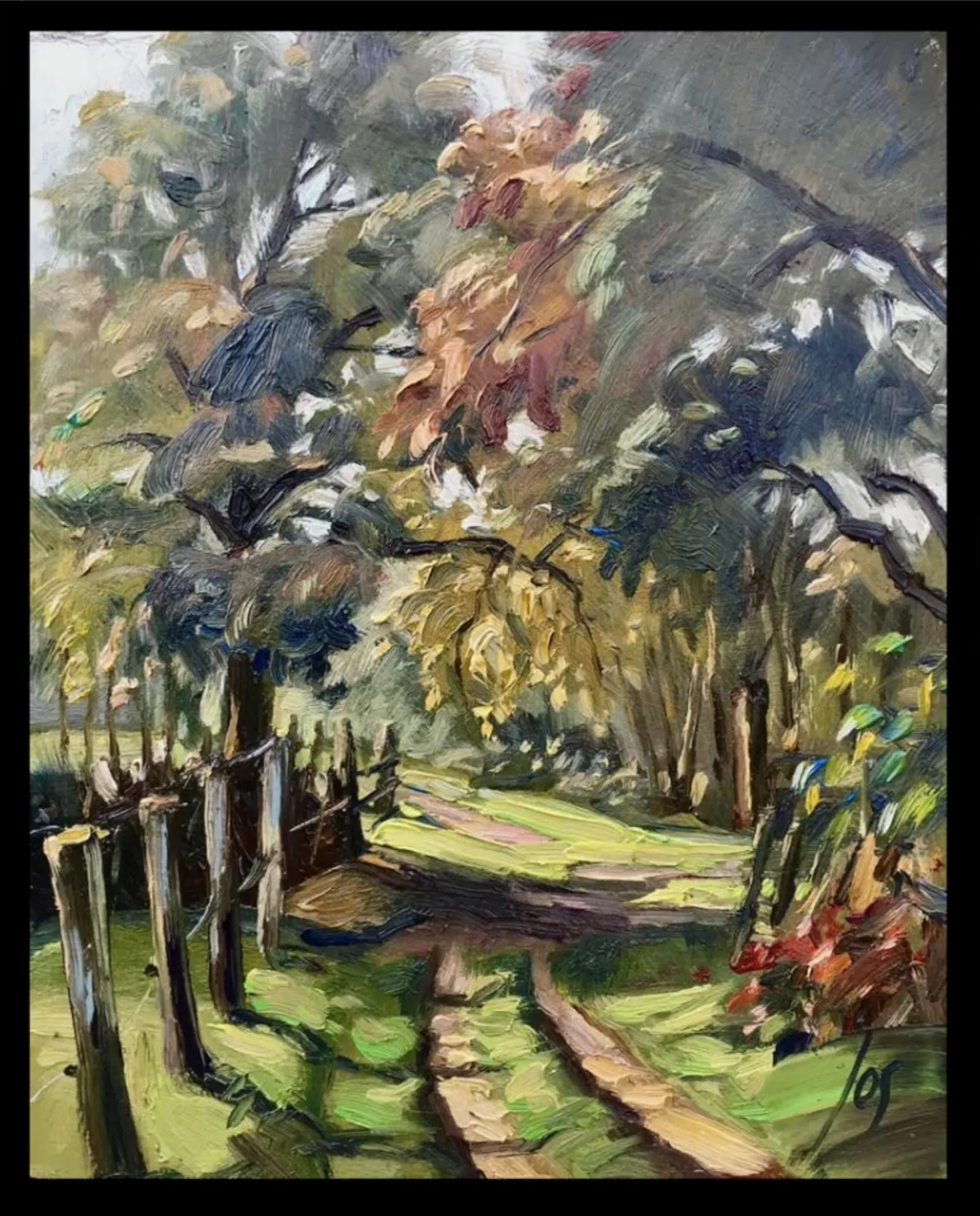 begin van de herfst — Jos Antens, olieverf op paneel