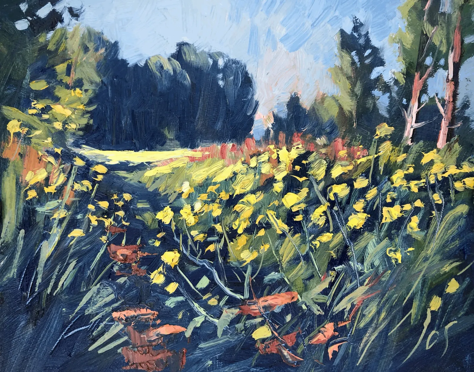 landschap — Jos Antens, olieverf op paneel