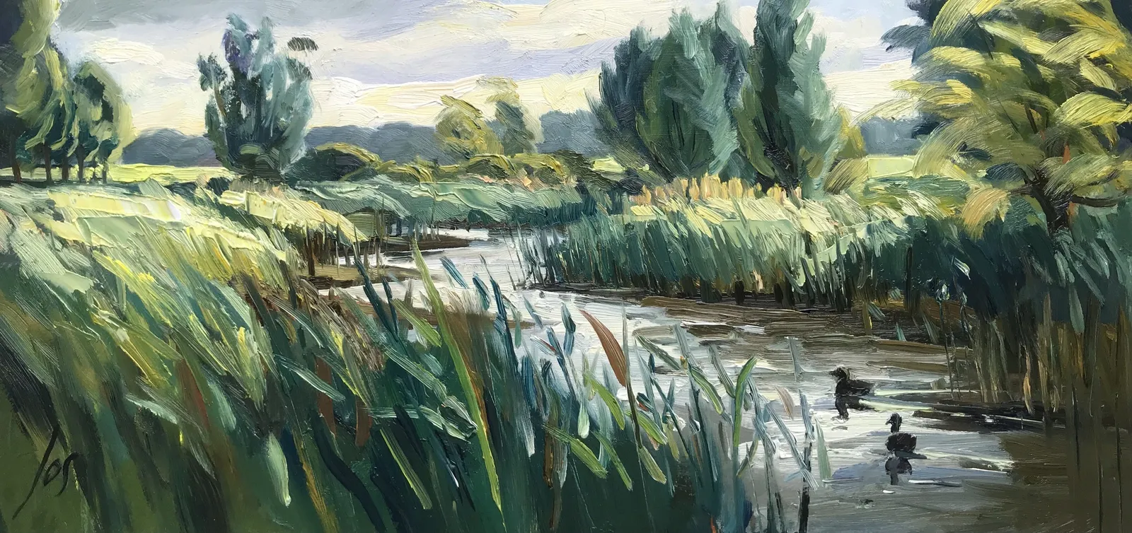Landerije Panorama — Jos Antens, olieverf op paneel