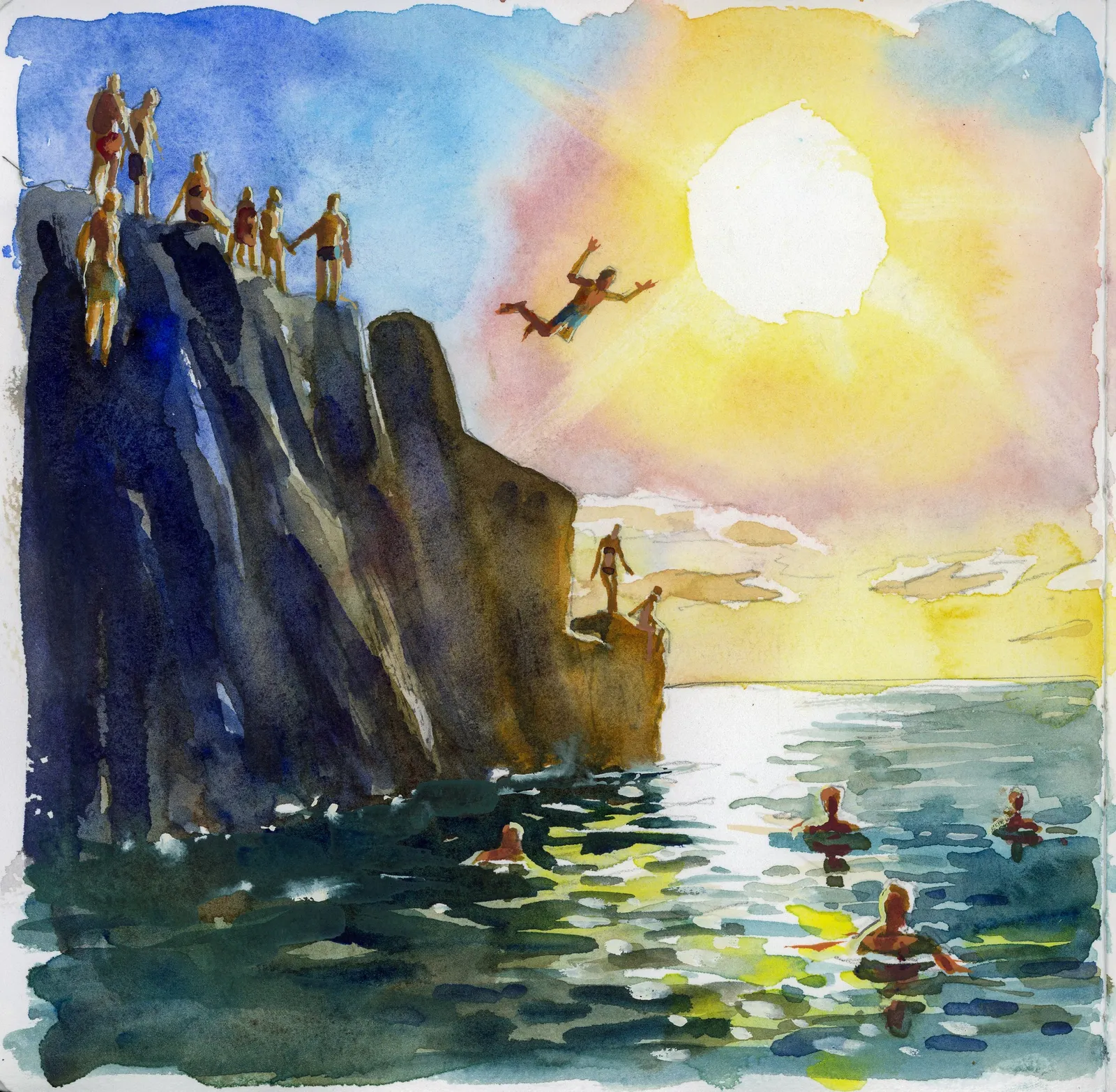 schetsboek Hawaii Waikiki — Jos Antens, aquarel