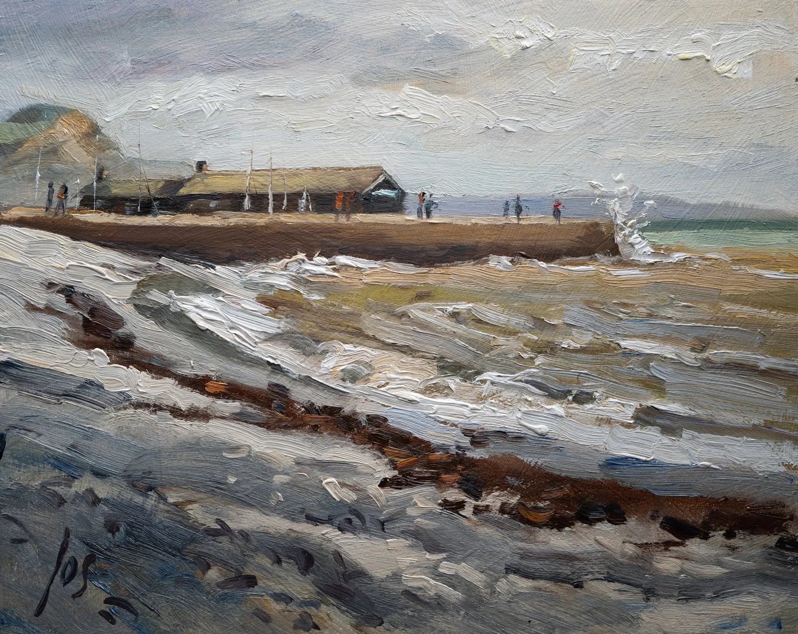 Lyme Regis England — Jos Antens, olieverf op paneel