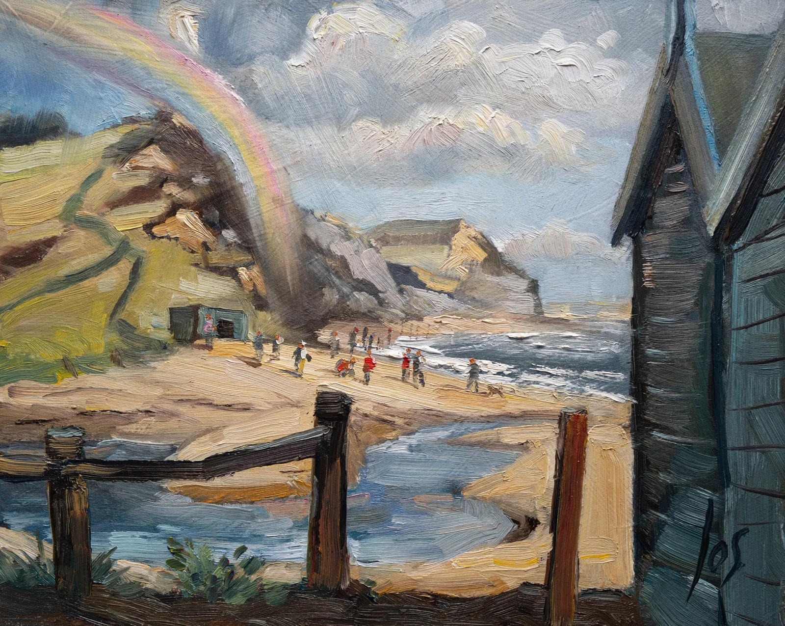 Charmouth England — Jos Antens, olieverf op paneel