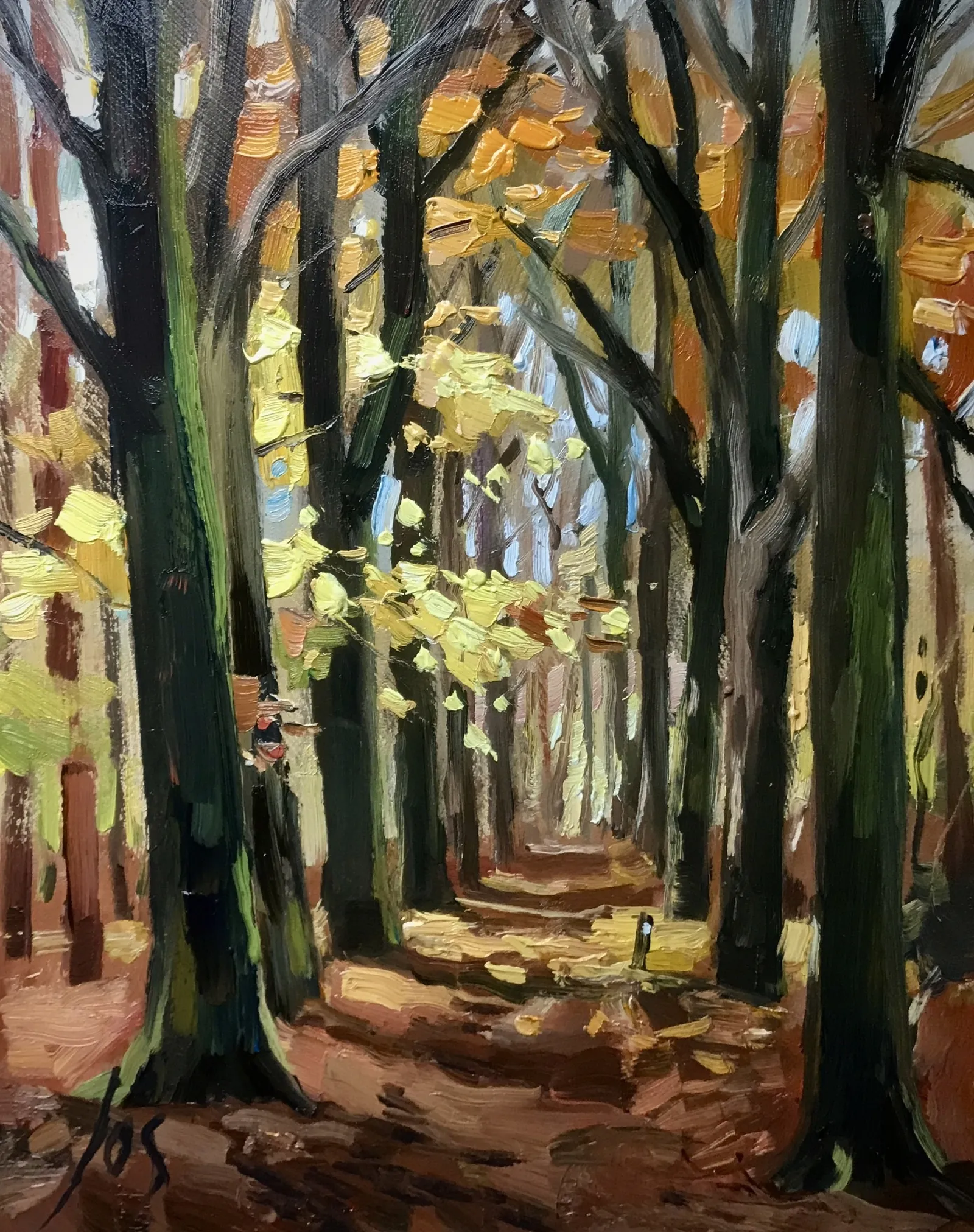 Herfst in Visdonk — Jos Antens, olieverf op paneel
