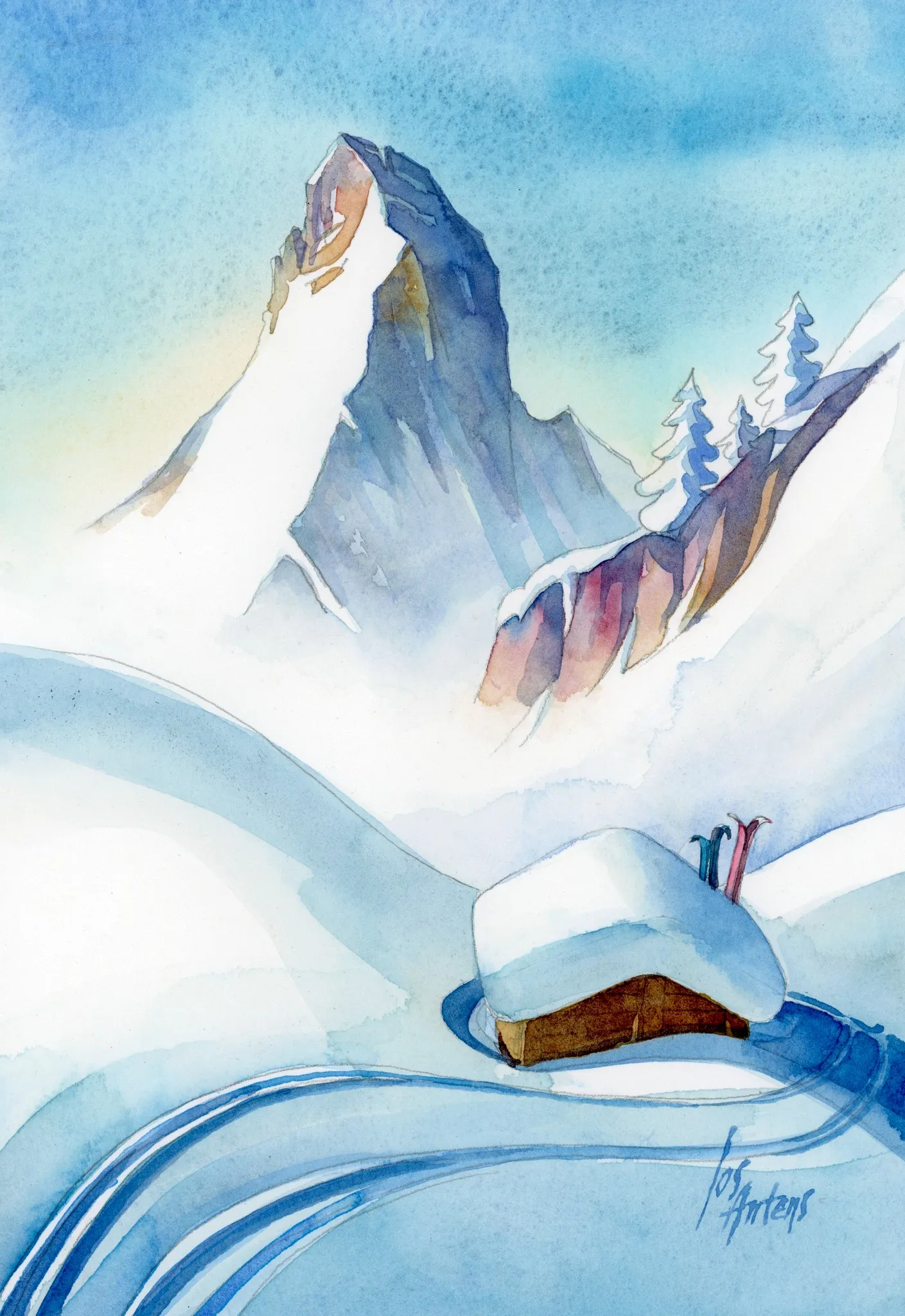 Matterhorn — Jos Antens, aquarel