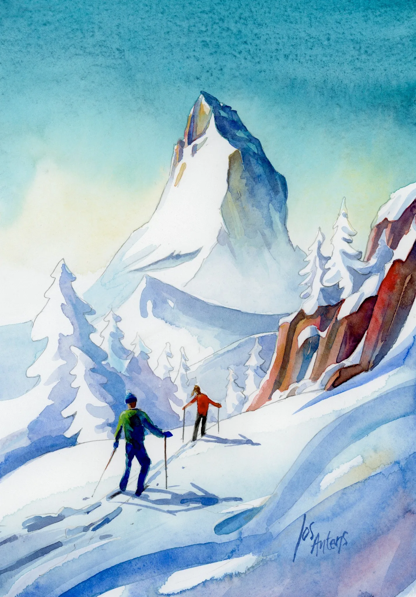Matterhorn — Jos Antens, aquarel