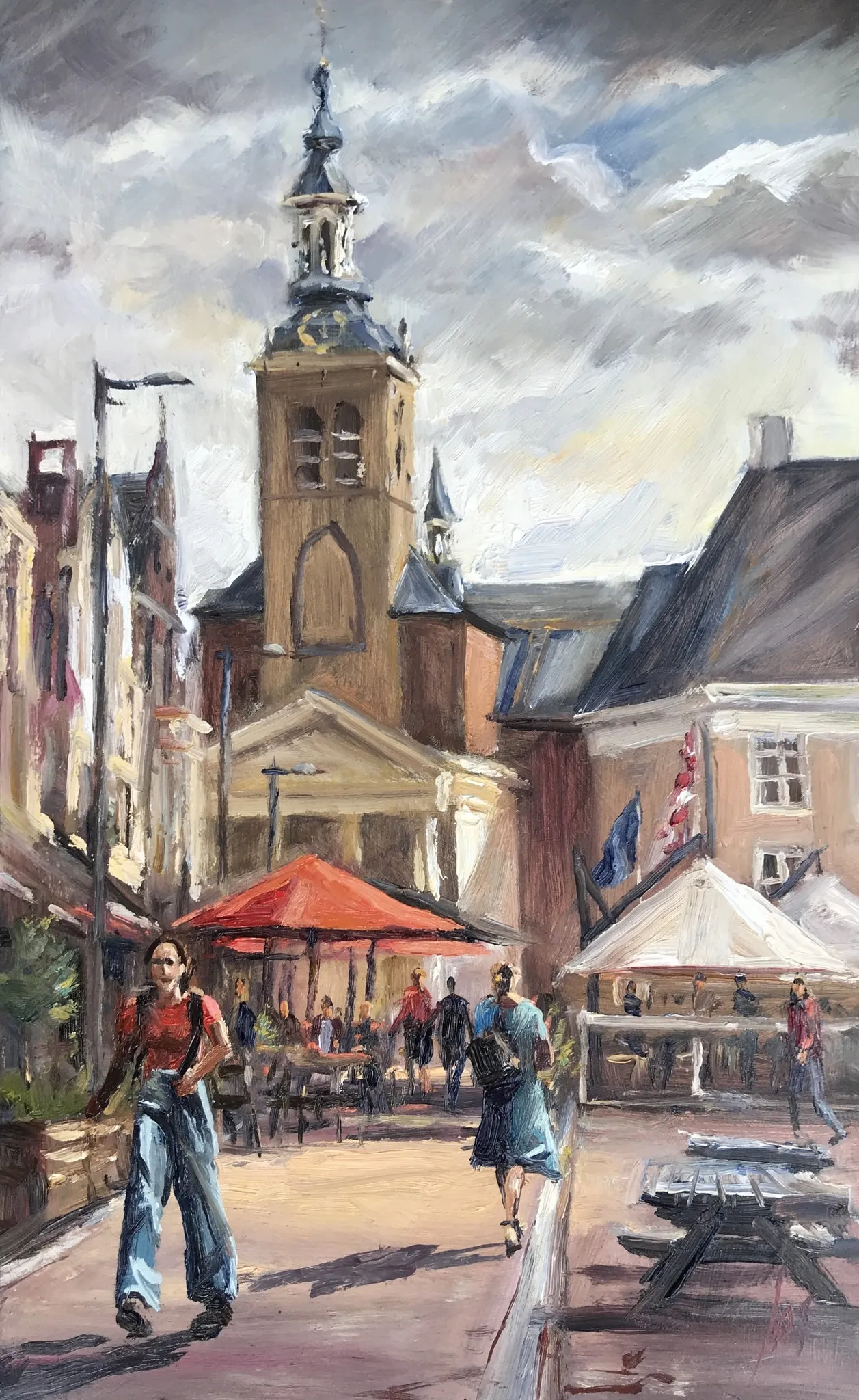 Markt Roosendaal — Jos Antens, olieverf op paneel