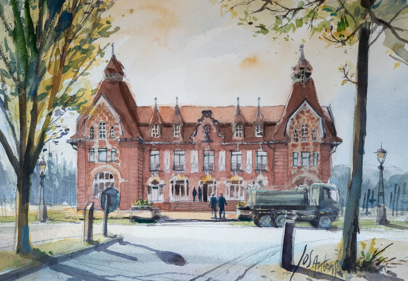aquarelleren met het AIB — Jos Antens, aquarel