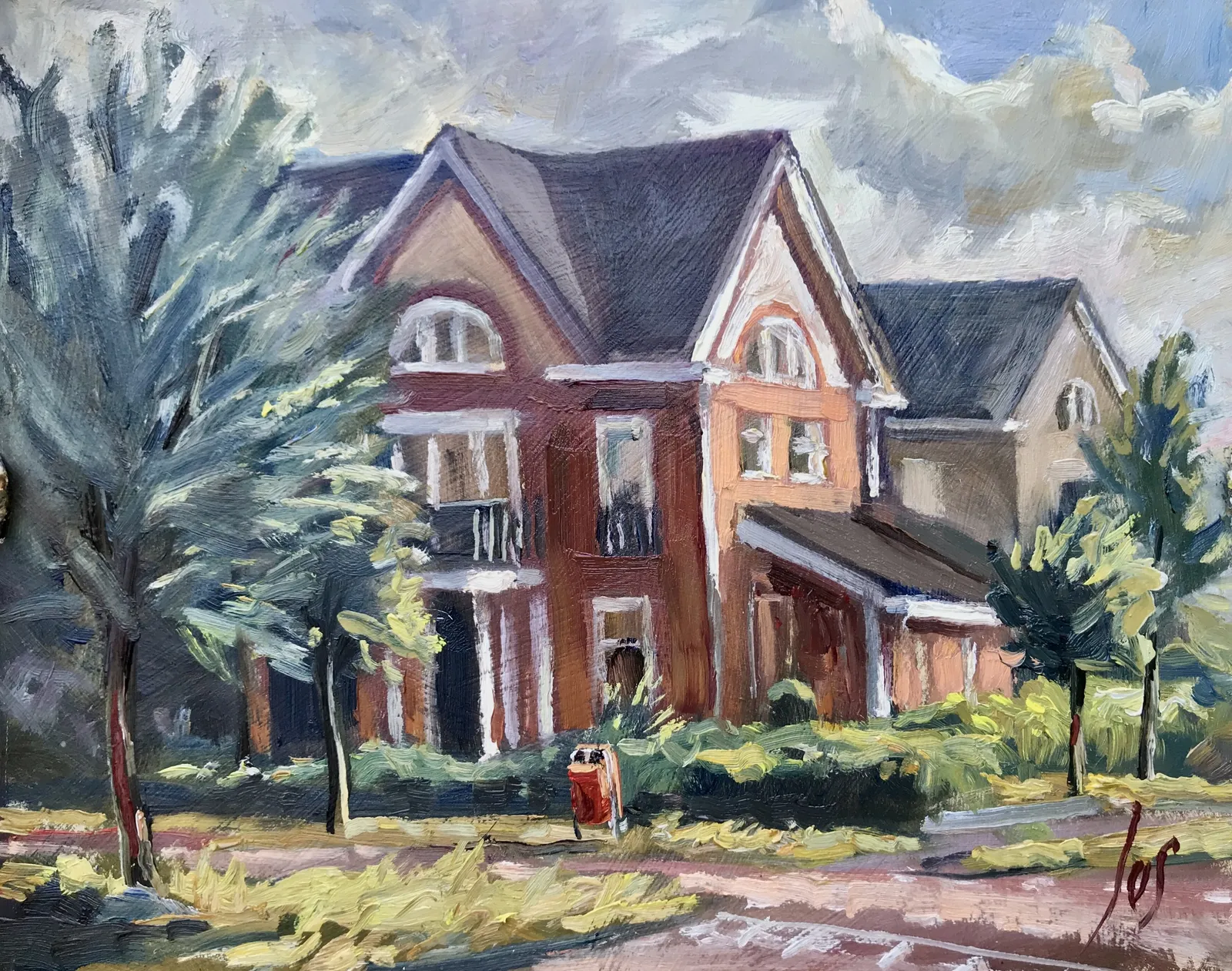 mooi huis in Landerije Roosendaal — Jos Antens, olieverf op paneel