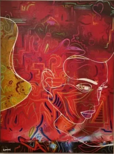 Lovely illusions - red — Dominic Brown, gemengde technieken op doek — 4