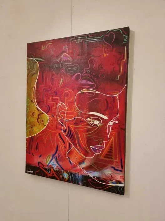 Lovely illusions - red — Dominic Brown, gemengde technieken op doek — 2