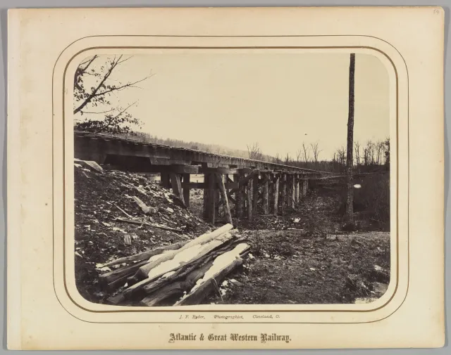 Winter Scene with Trestle Bridge Along the Atlantic & Great Western Railway