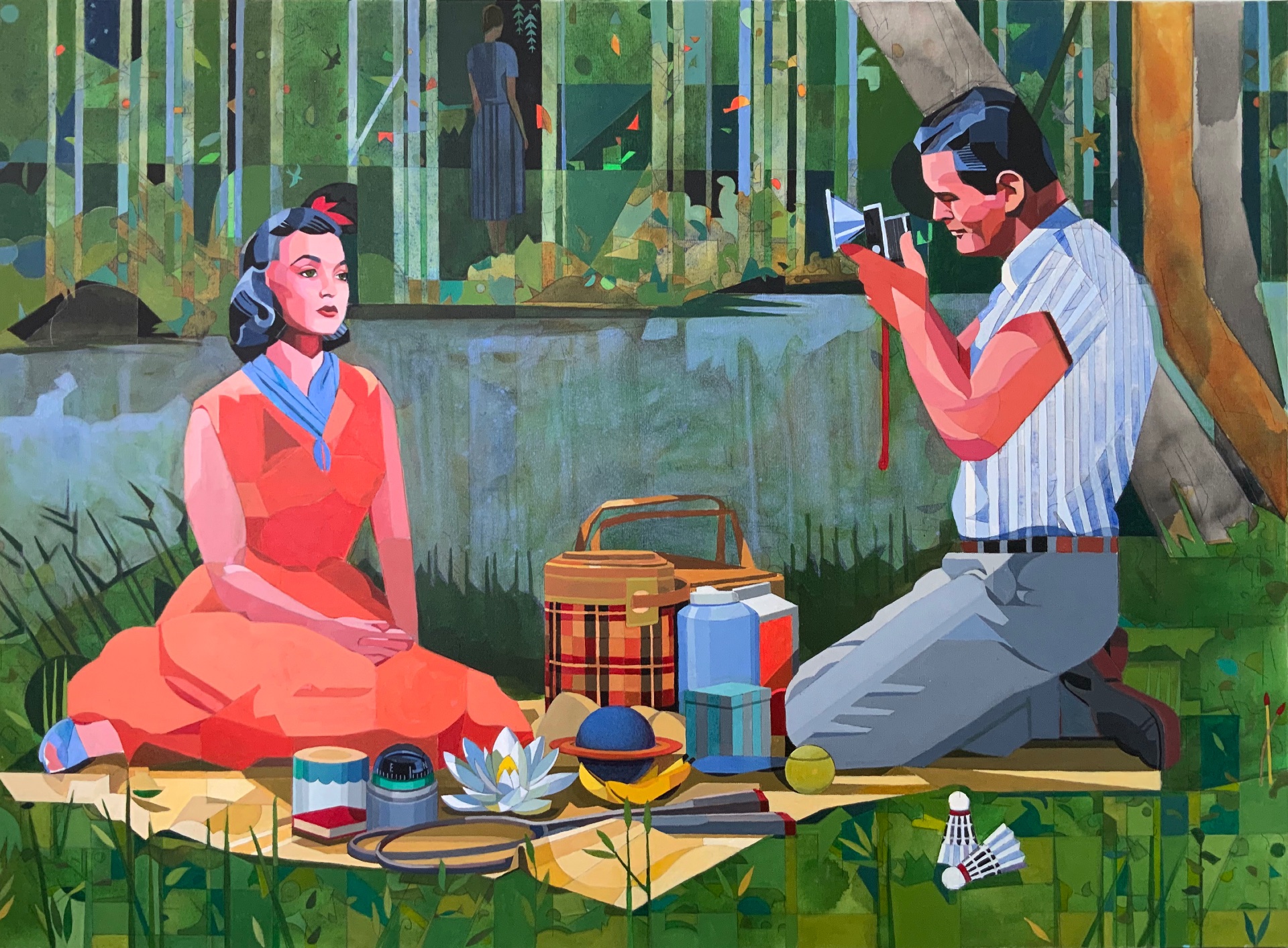 Exploring Steve Behar's Narrative Paintings: A Fusion of Ambiguity and Midcentury Media