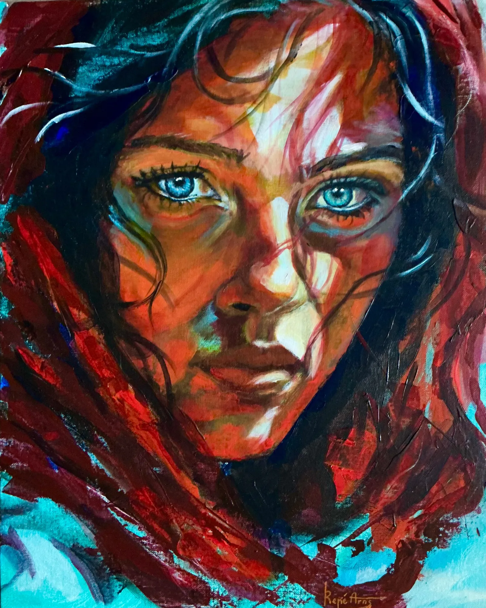 Portret in warme tinten.