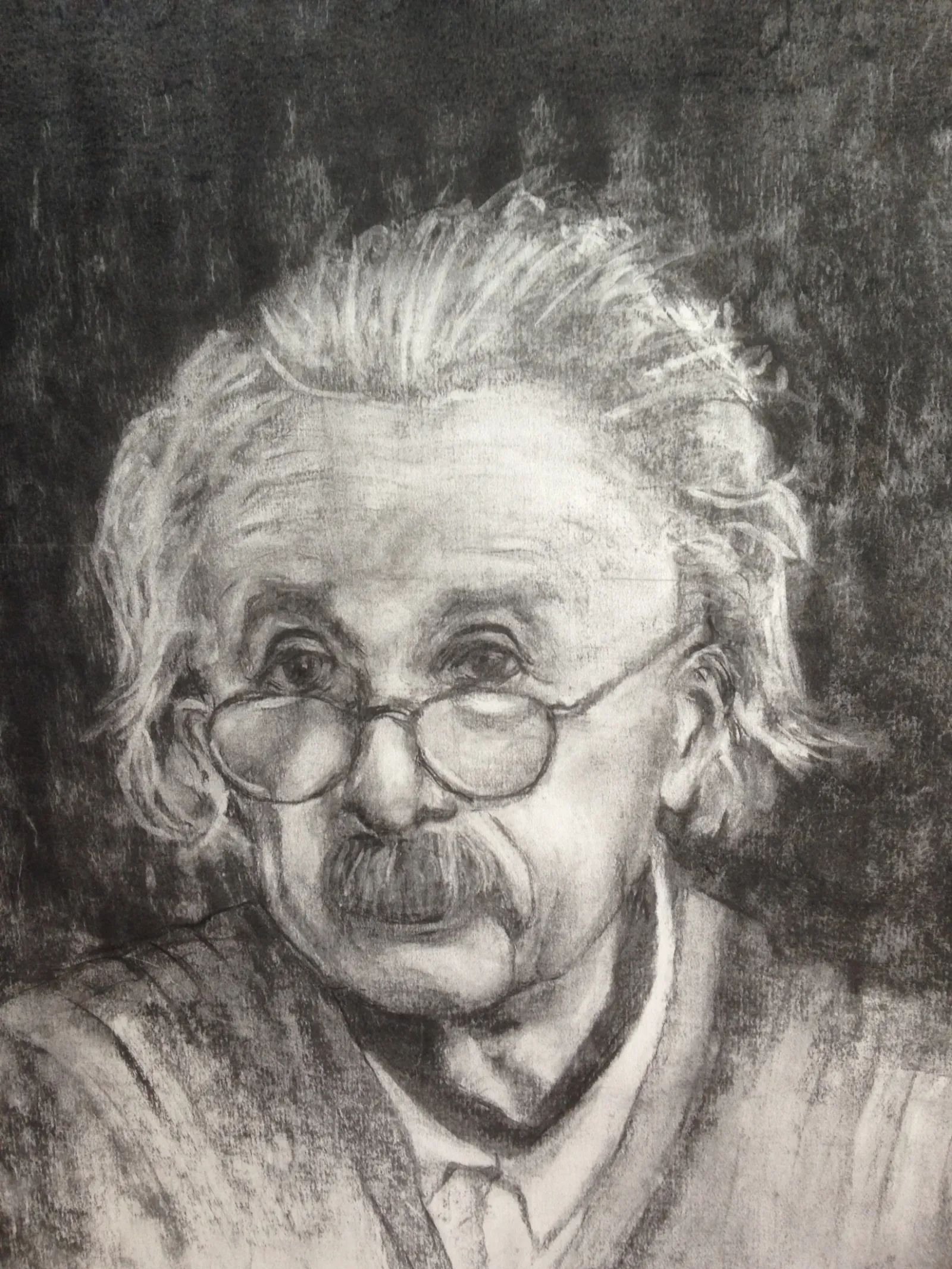 Albert Einstein — Wilma van der Lee, houtskool op papier