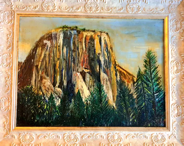 American Folk Art Interpretat 'El Capitan' The Monolith of Yosamite by A Emanuel