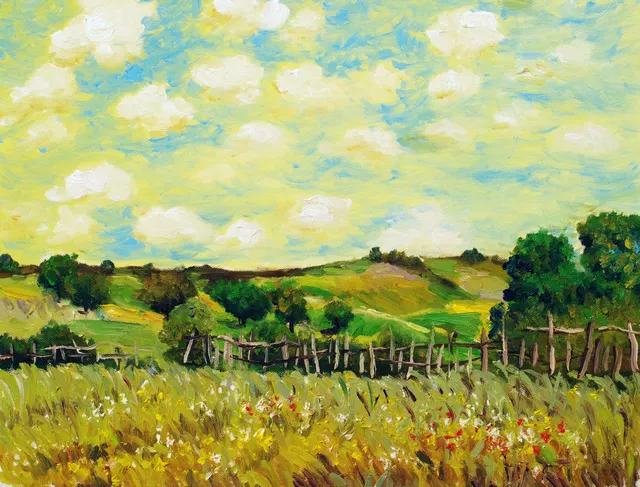 Landscape green fields