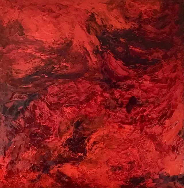 Red Reflections: Navigating the Depths of Chaos and Emotion.