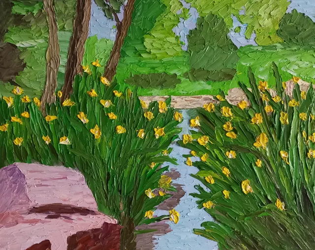 Flowers by the pond