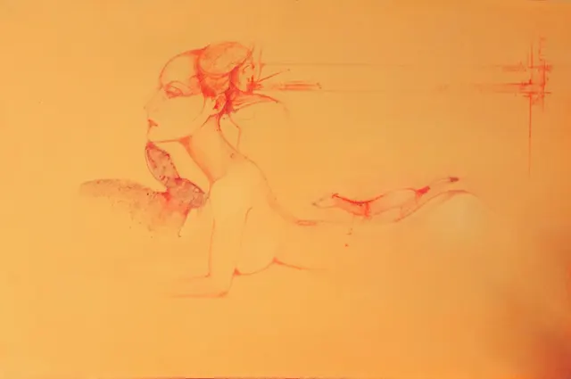 Nude with rabbit and sable