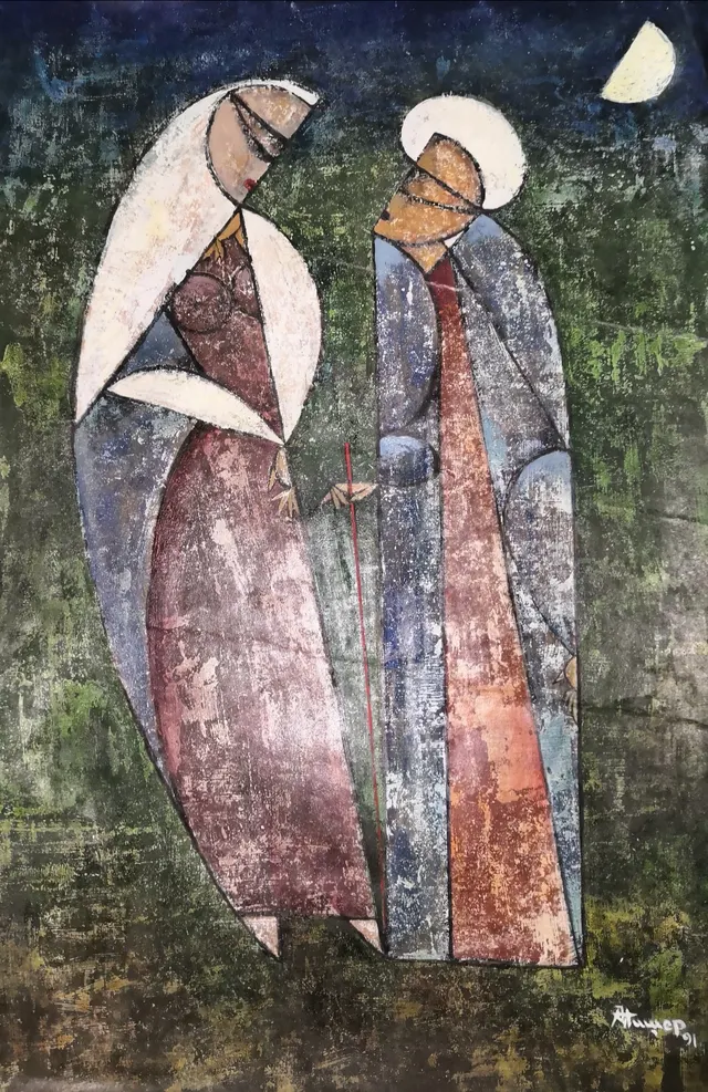 "An old man meets with a young beauty "