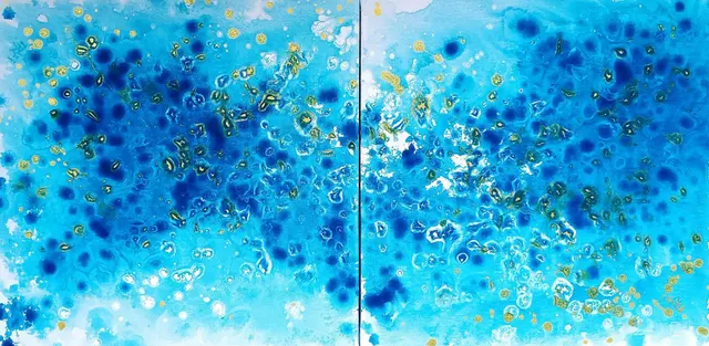 Abstract Blue Ocean Diptych: Eyes of the Sky