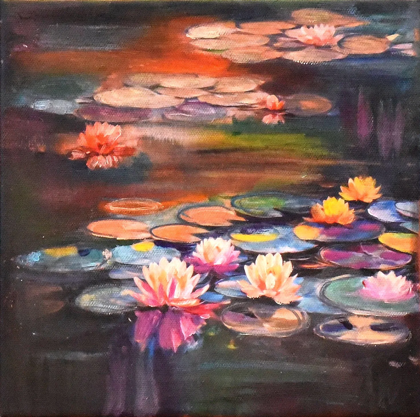 Floating Lilies (framed) — 2