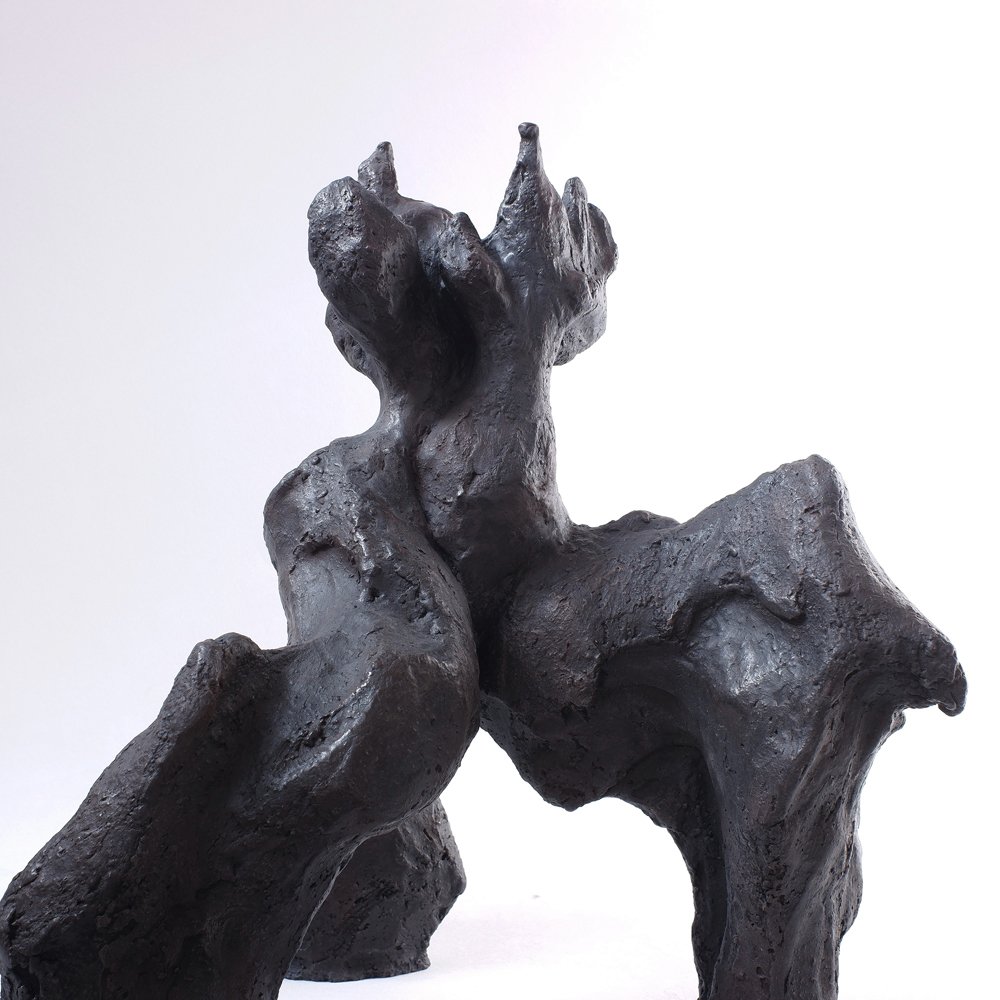 Mabis, grès cérame, patine noire reflets brun foncé, 43x40x34 cm (1)