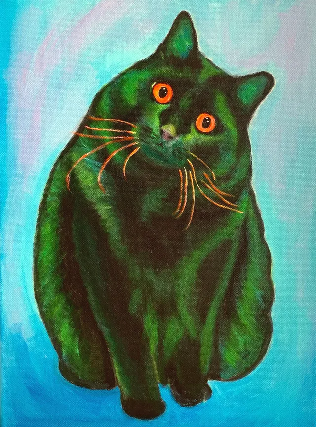 Green black cat