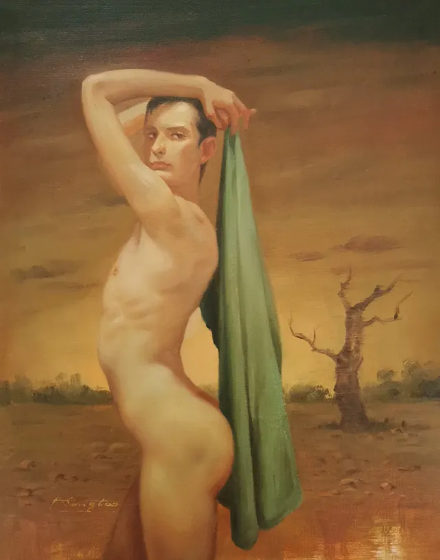 Green bath towel