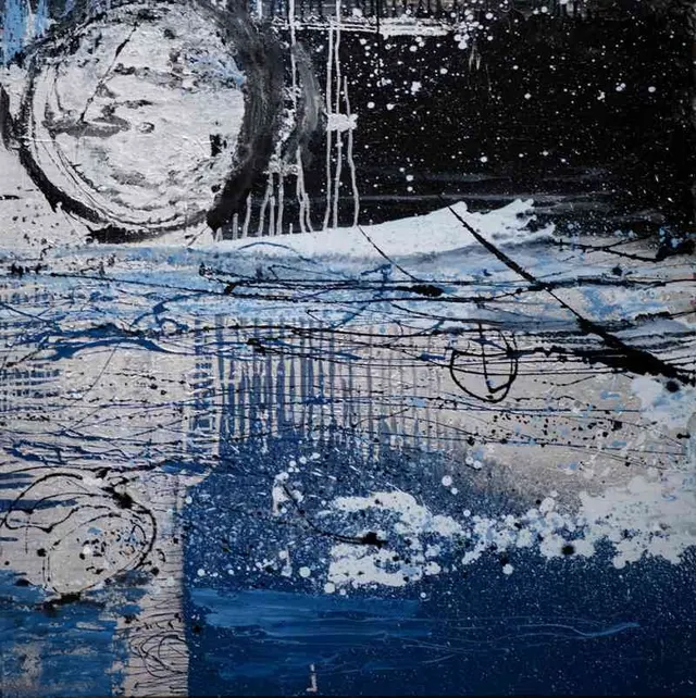 Déjà Vu - abstract artwork of the moon and the ocean