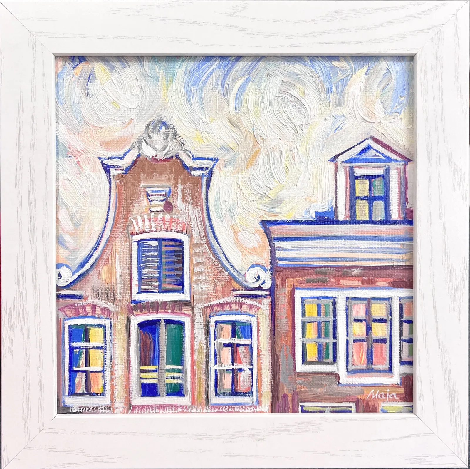Amsterdam gables in oil · 2022 · 20×20 cm