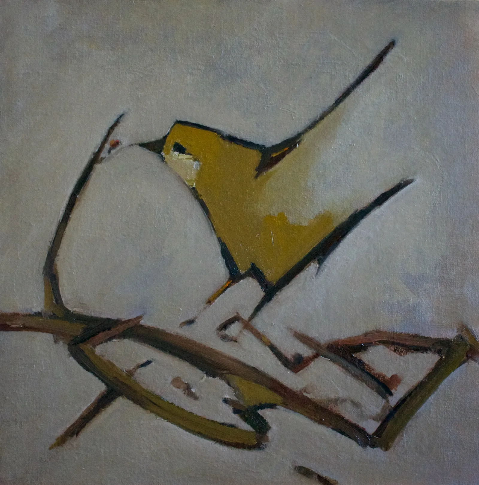 Petit oiseau ocre · 2025 · 40×40 cm