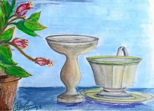 Original Emanuel, simple still life in Pencil & Pastels from the Emanuel Collection.