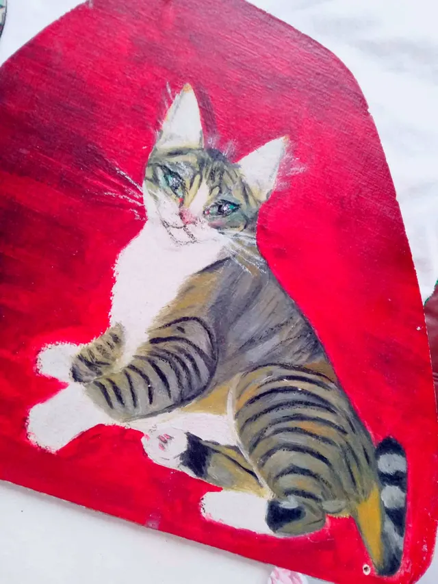 Cat painted on wood!