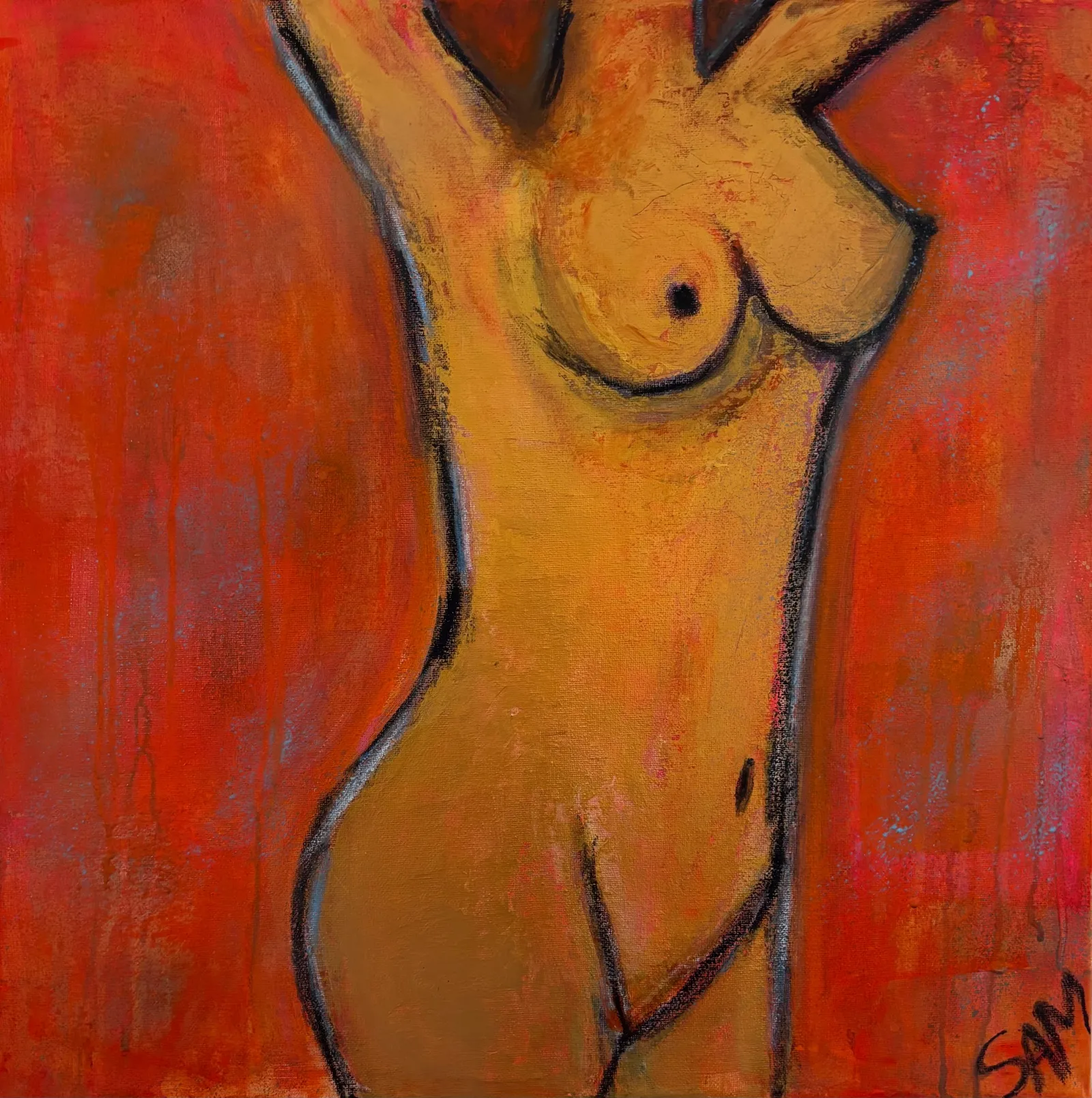 Body off gold — Sam Bijl, acryl,inkt,gold paint