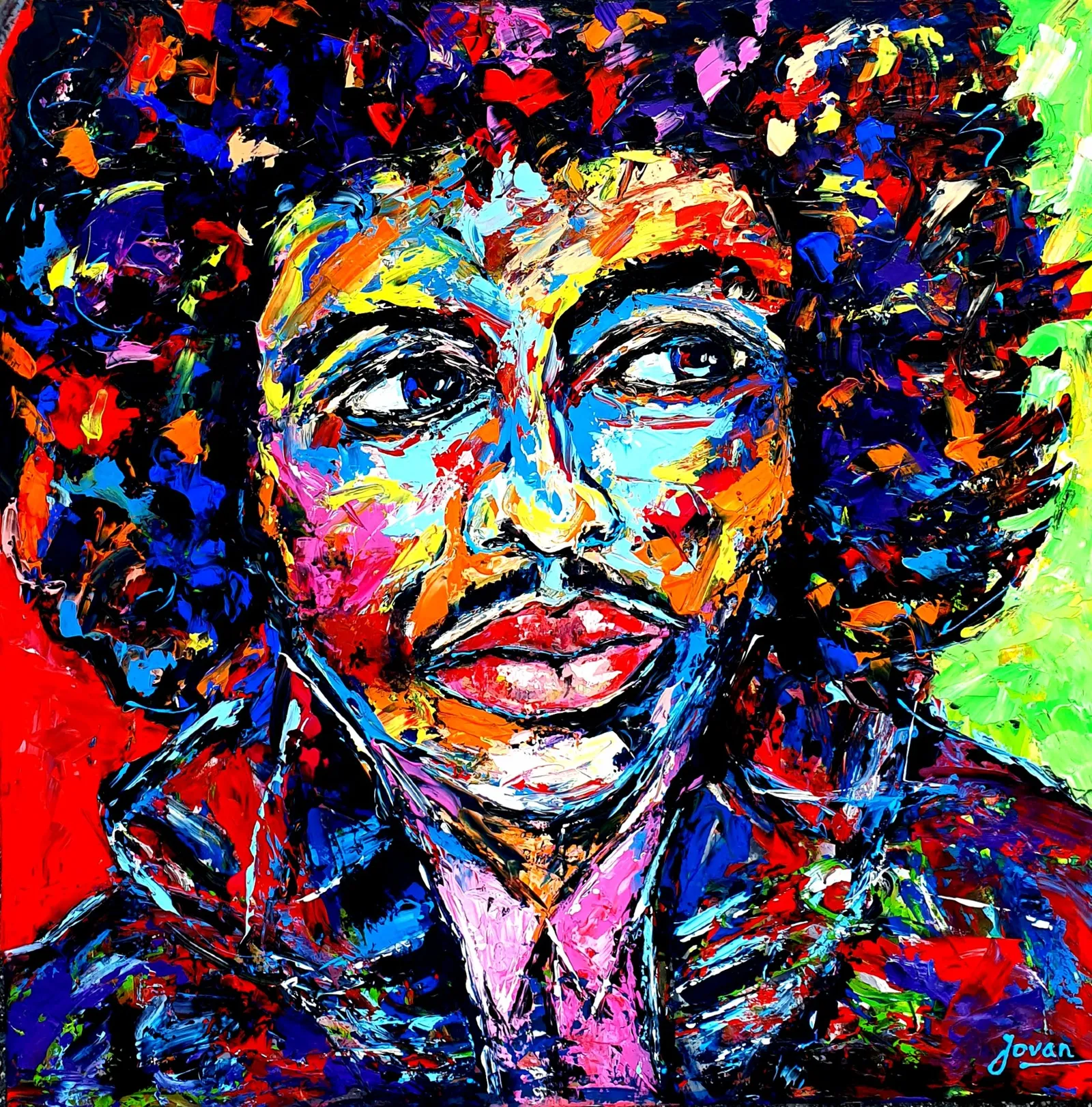 Jimi Hendrix · 2020 · 100×100 cm