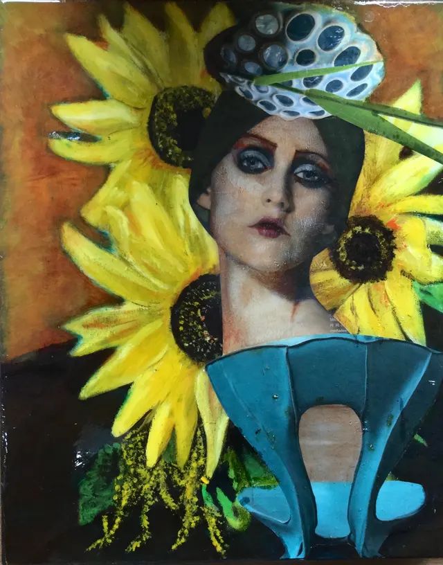 Collage on old painting