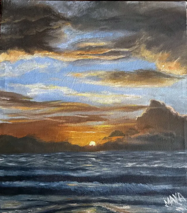 Golden Horizon – Original Oil Painting on Canvas by Maya Valasai (18x24 in)