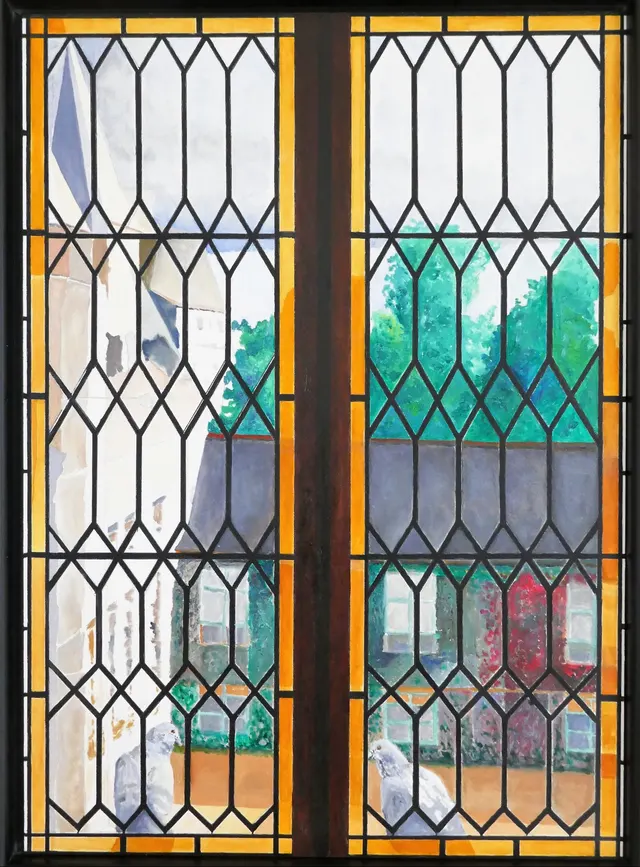 View through window castle Sully