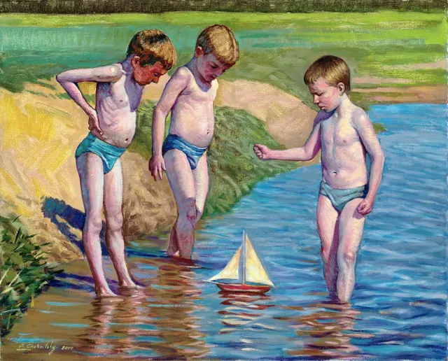 "Children with boat"