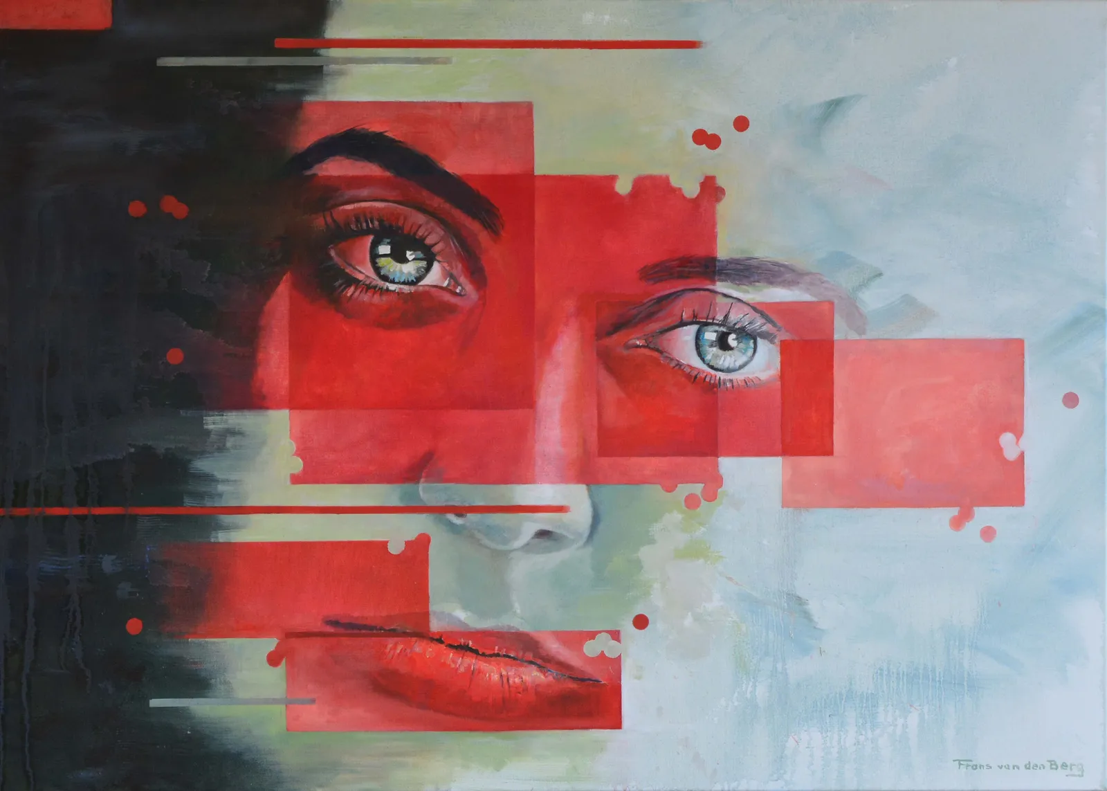 Lady with bright red areas · 2020 · 140×100 cm